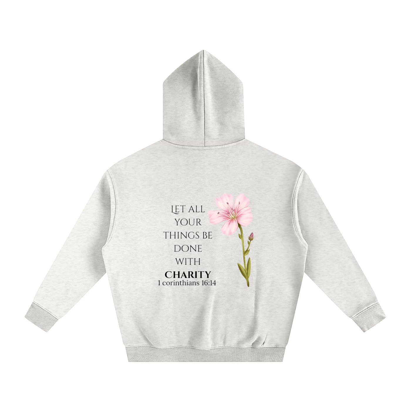 Women's Oversize Fleeced Charity Hoodie (Black Letters)