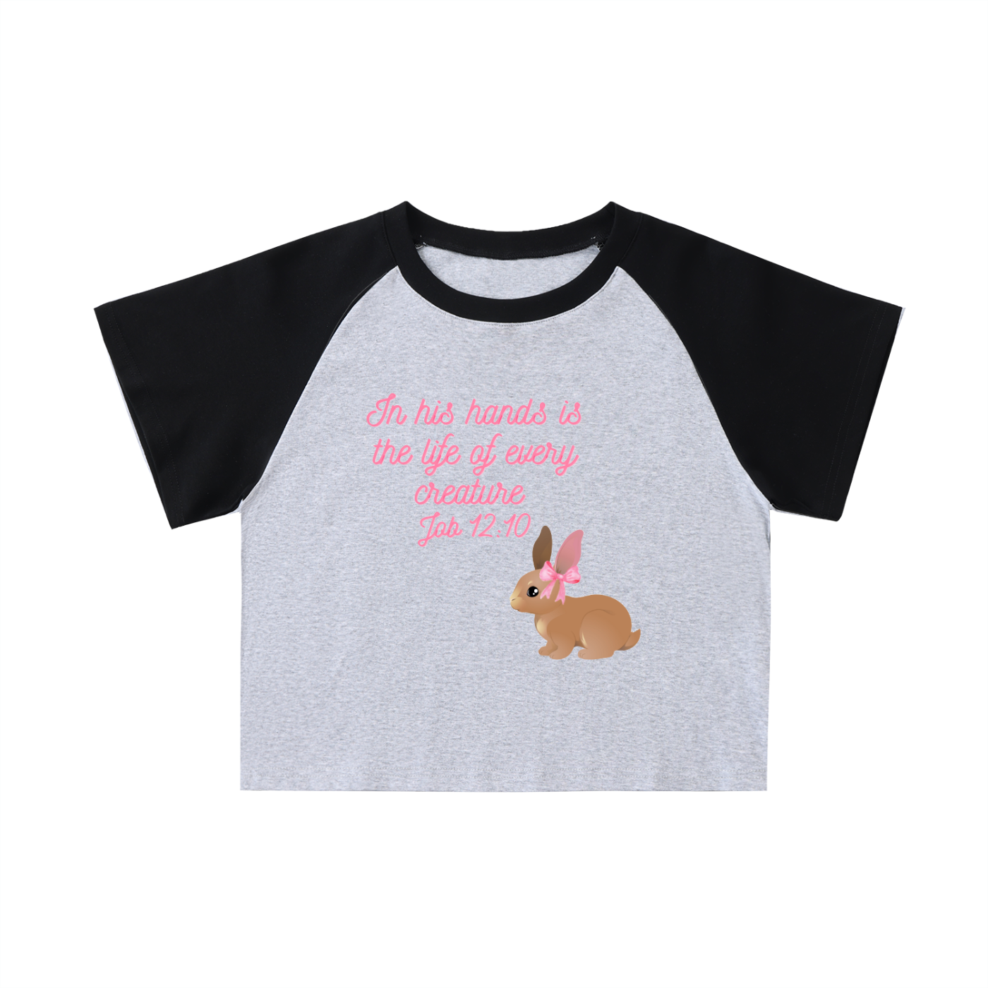 Bunny Raglan Sleeve Crop Top