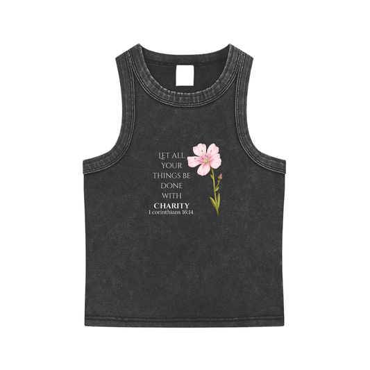 Women's Charity Tank Top (White Letters)