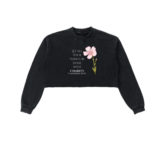 Women's Cropped Charity Sweatshirt (White Letters)