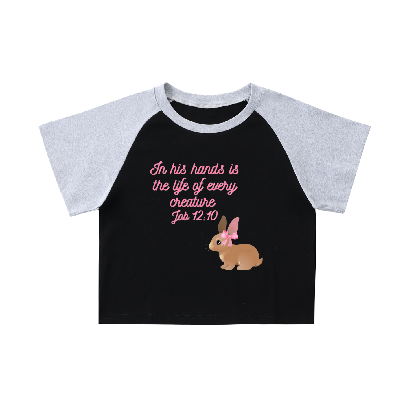Bunny Raglan Sleeve Crop Top