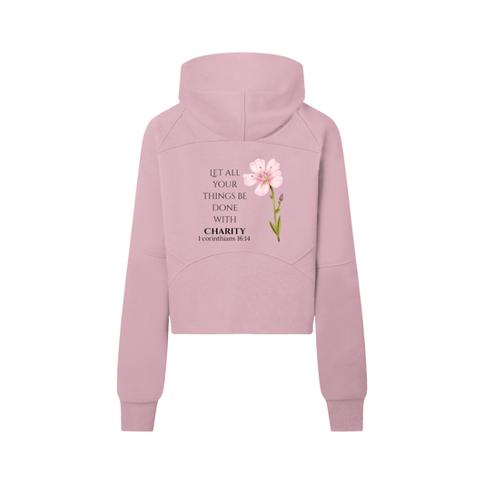 Women's Half-Zip Charity Hoodie (Black Letters)