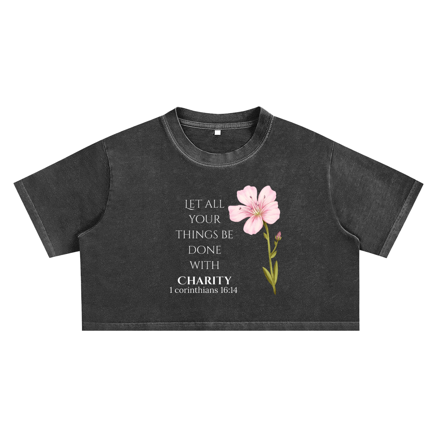 Women's Charity Crop Top (White Letters)