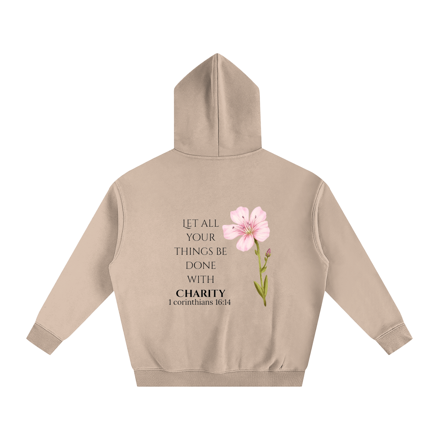 Women's Oversize Fleeced Charity Hoodie (Black Letters)