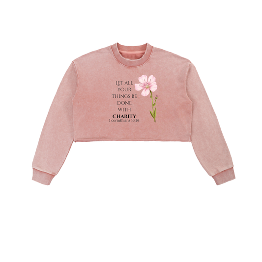 Women's Cropped Charity Sweatshirt (Black Letters)