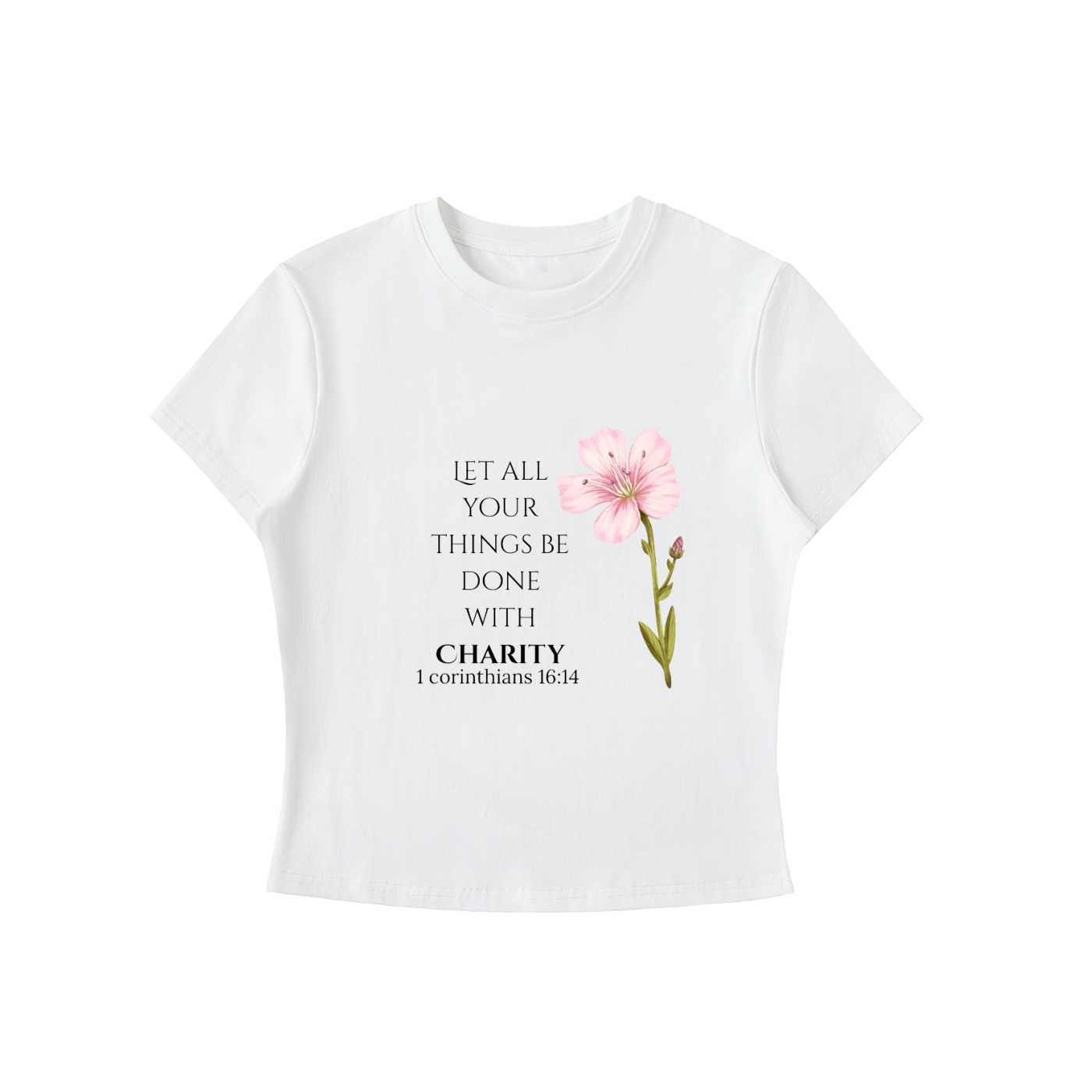 Women's Bodycon Crewneck Charity T-Shirt (Black Letters)