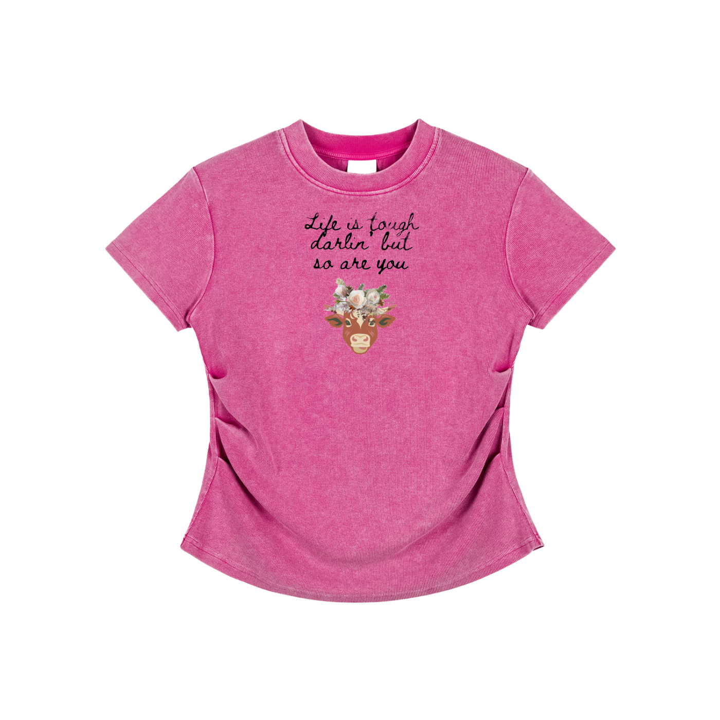 Vintaged-Wash Bodycon Cotton T-Shirt