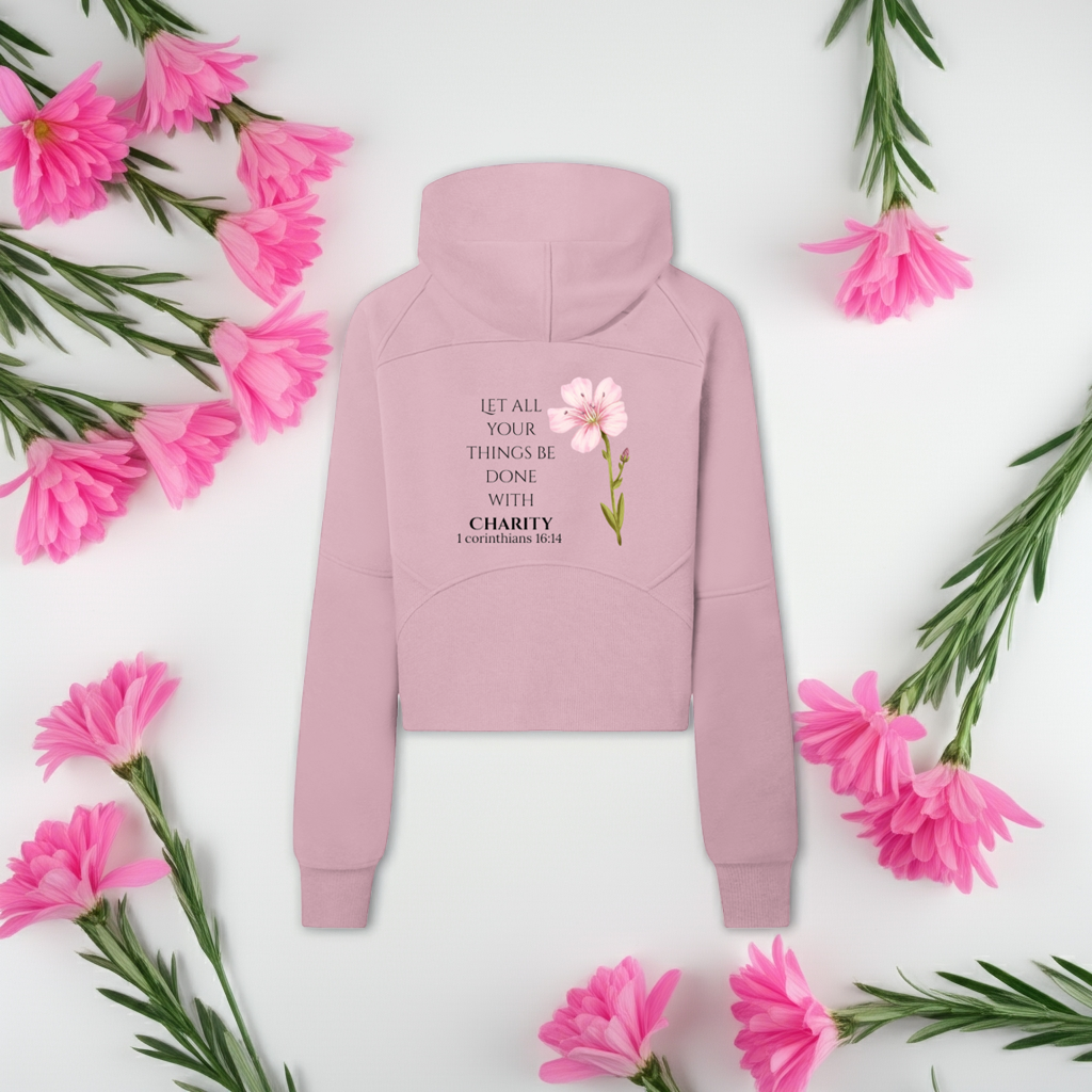 Women's Half-Zip Charity Hoodie (Black Letters)