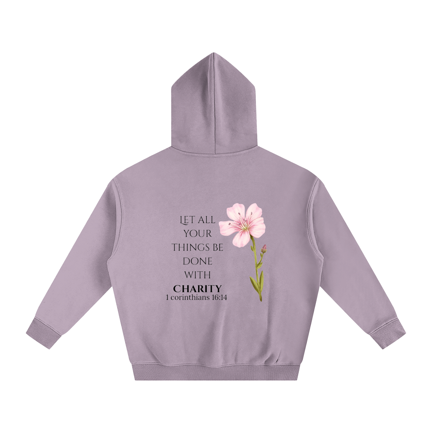 Women's Oversize Fleeced Charity Hoodie (Black Letters)