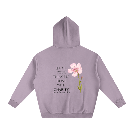 Women's Oversize Fleeced Charity Hoodie (Black Letters)