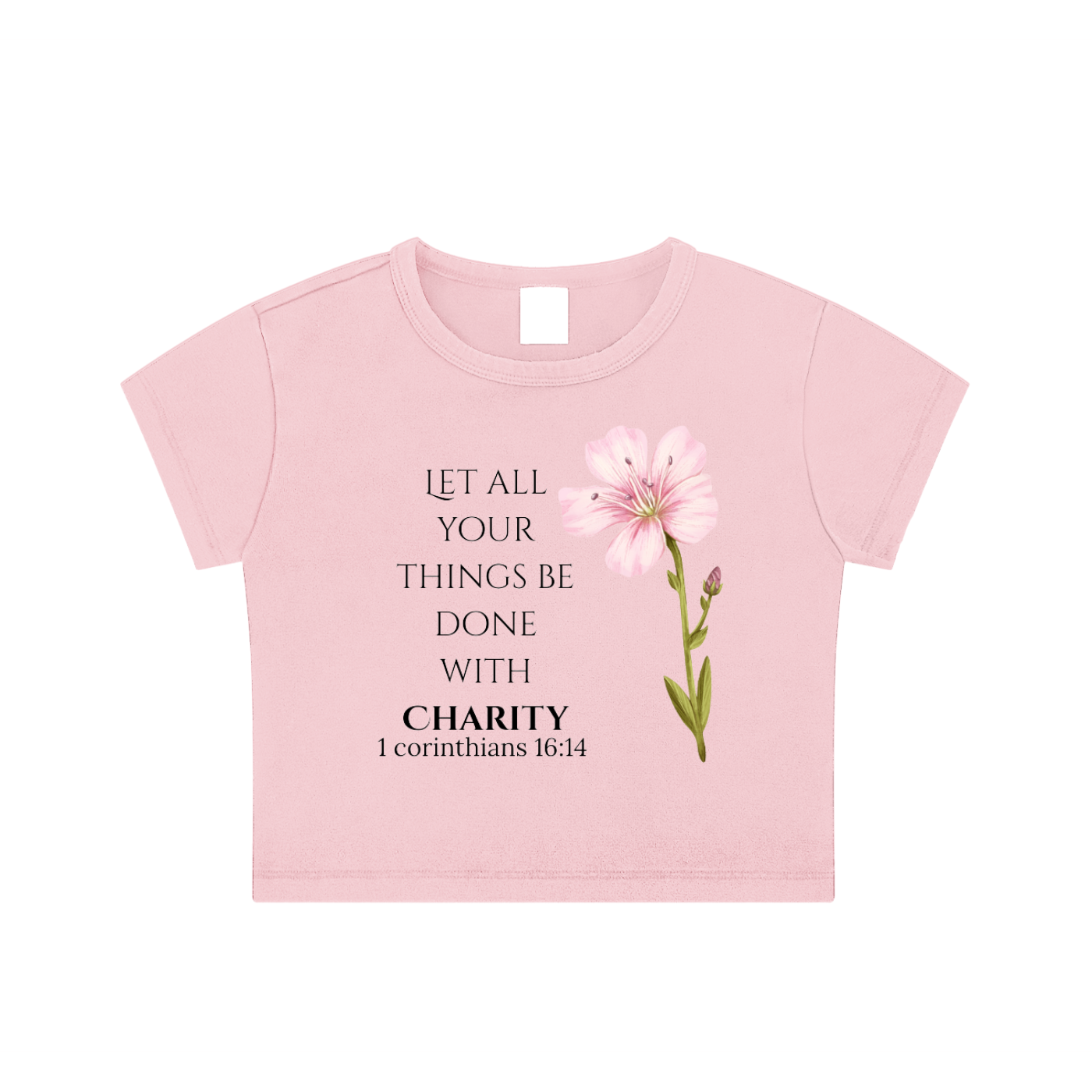 Women's Fitted Charity Crop Top (Black Letters)