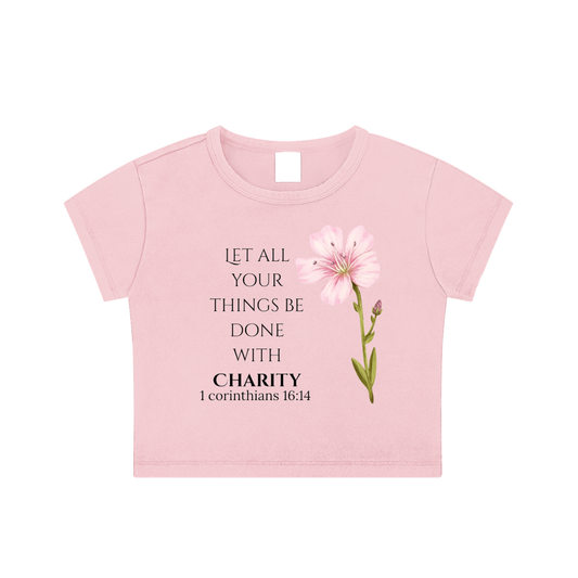 Women's Fitted Charity Crop Top (Black Letters)