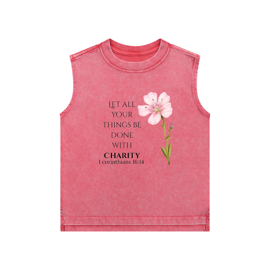 Girls' Charity Tank Top (Black Letters)