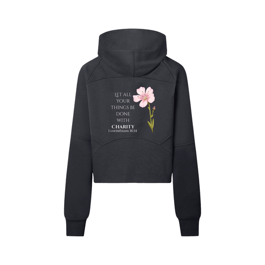 Women's Half-Zip Charity Hoodie (White Letters)