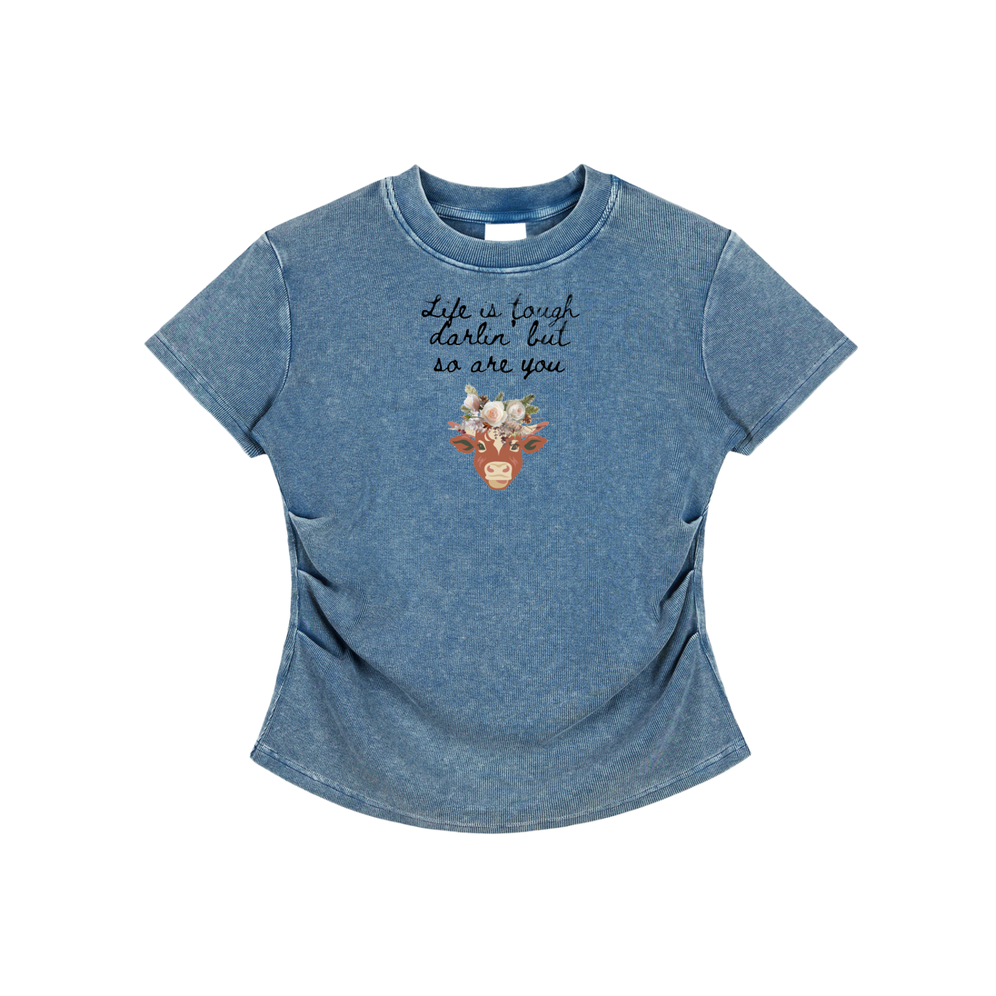 Vintaged-Wash Bodycon Cotton T-Shirt